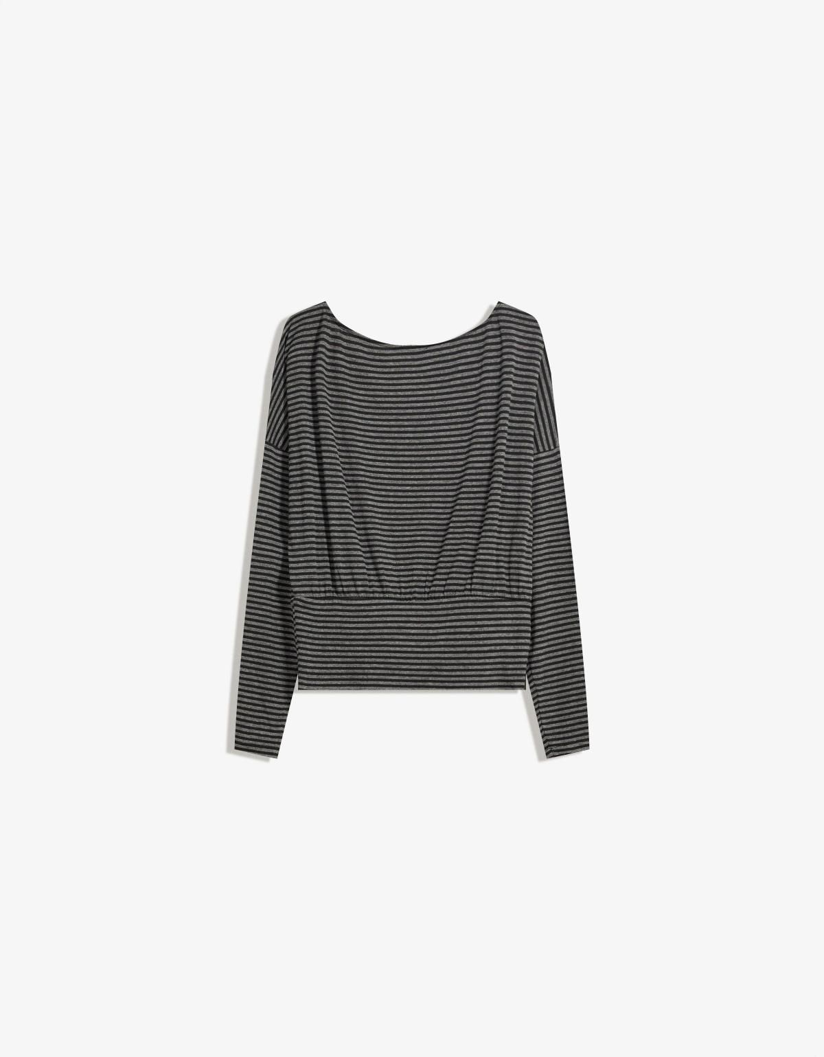 버쉬카 스트라이프 슬림핏 긴팔 티셔츠 7634/187 DARK GREY - 상세 이미지 3