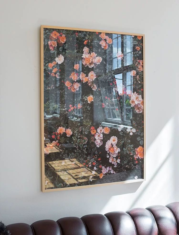 인테리어액자 장미액자 꽃그림 거실 레스토랑 벽면 꾸미기 레드 로즈x재고 종이 화신 수입 인쇄물 블랙화이트골드세밀한알루미늄프레임방습장식 - 상세 이미지 4