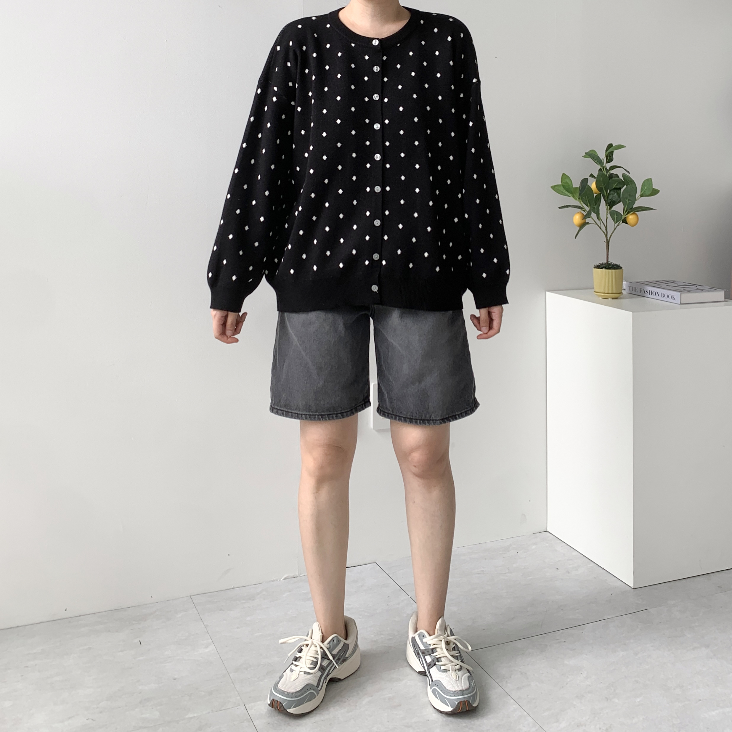 도트가디건 빅사이즈가디건 임산부 가을가디건 - 상세 이미지 5