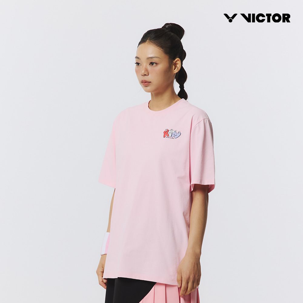 빅터 배드민턴 남여공용 오버핏 반팔라운드티셔츠 VT25CTO204U 팝 핑크 - 상세 이미지 2