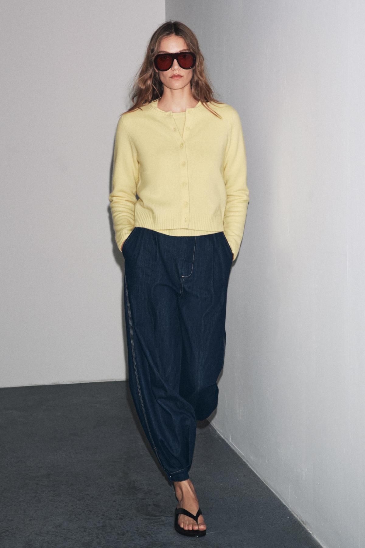 자라 100 울 라운드넥 베이직 재킷 2893/106 LIGHT YELLOW - 상세 이미지 5