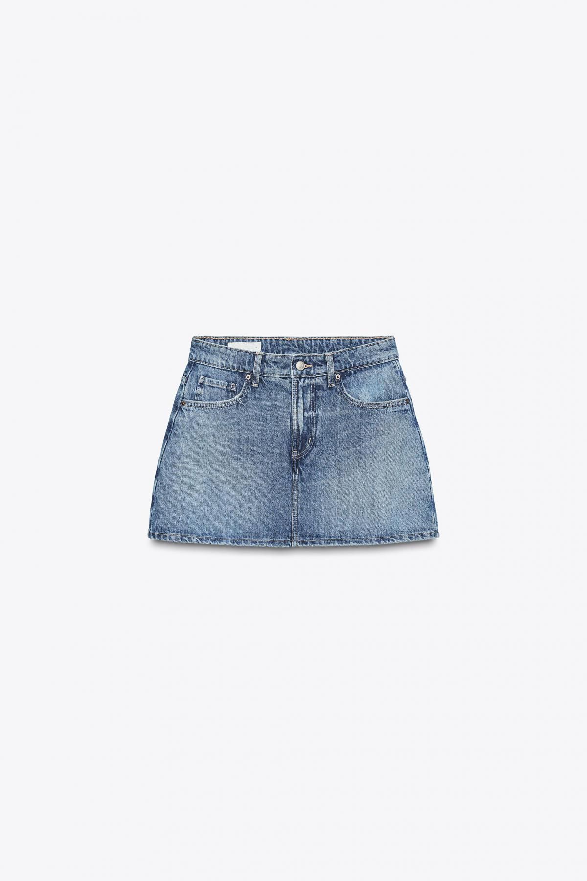 자라 트렌디 데님 미드웨이스트 스커트 팬츠 8727/206 NAVY BLUE - 메인 이미지