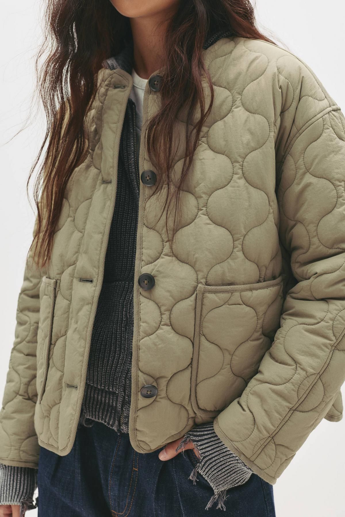 풀앤베어 카키베이지 버튼 포켓 경량 퀼팅 패딩 베스트 7700/340 KHAKI - 상세 이미지 4