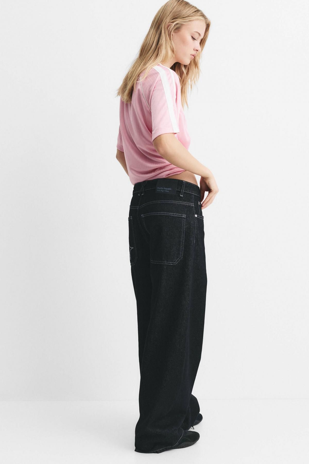 풀앤베어 배기핏 데님 스타 자수 와이드 청바지 7683/358 ANTHRACITE GREY - 상세 이미지 5