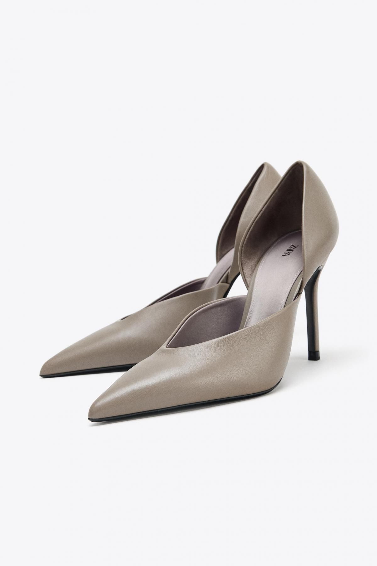 자라 스틸레토 테크니컬 레더 하이힐 슈즈 1226/610 TAUPE GREY - 상세 이미지 3