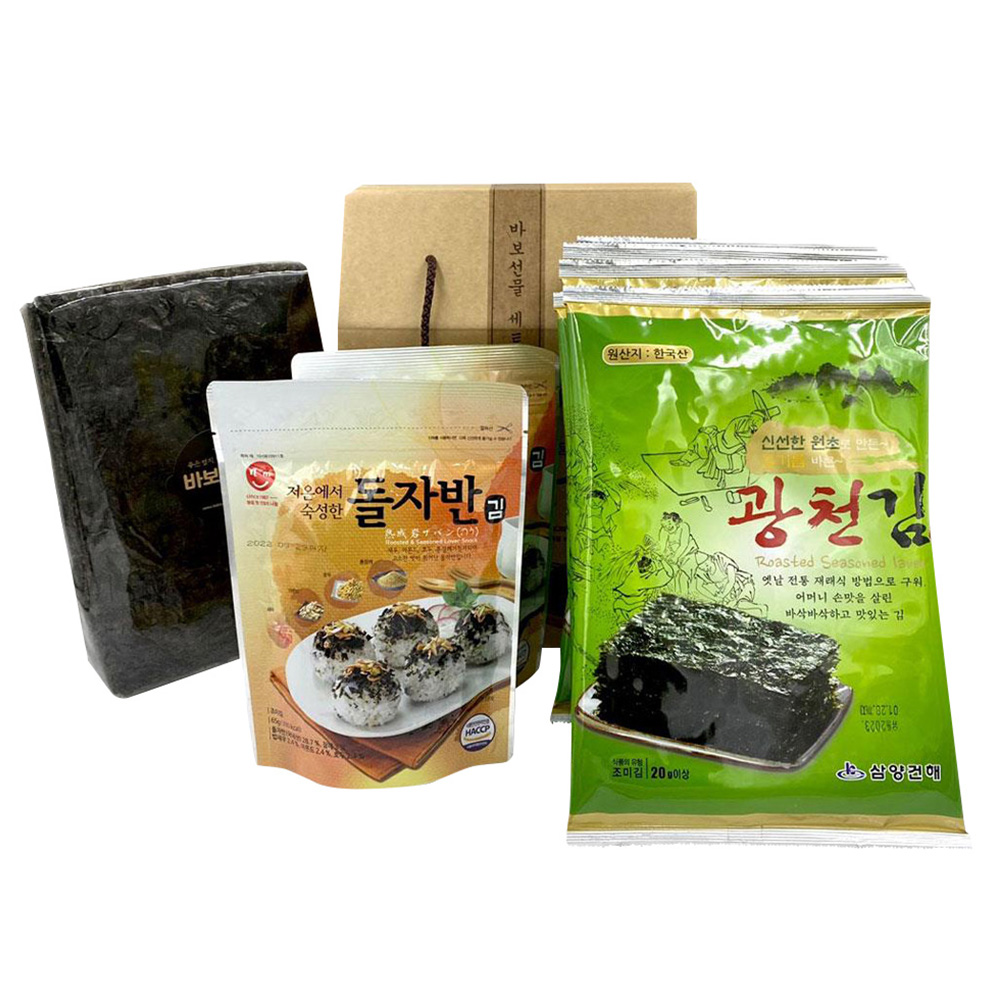 김 종합 선물세트 돌자반 곱창 들기름 바른 전장김 명절선물 - 상품 이미지