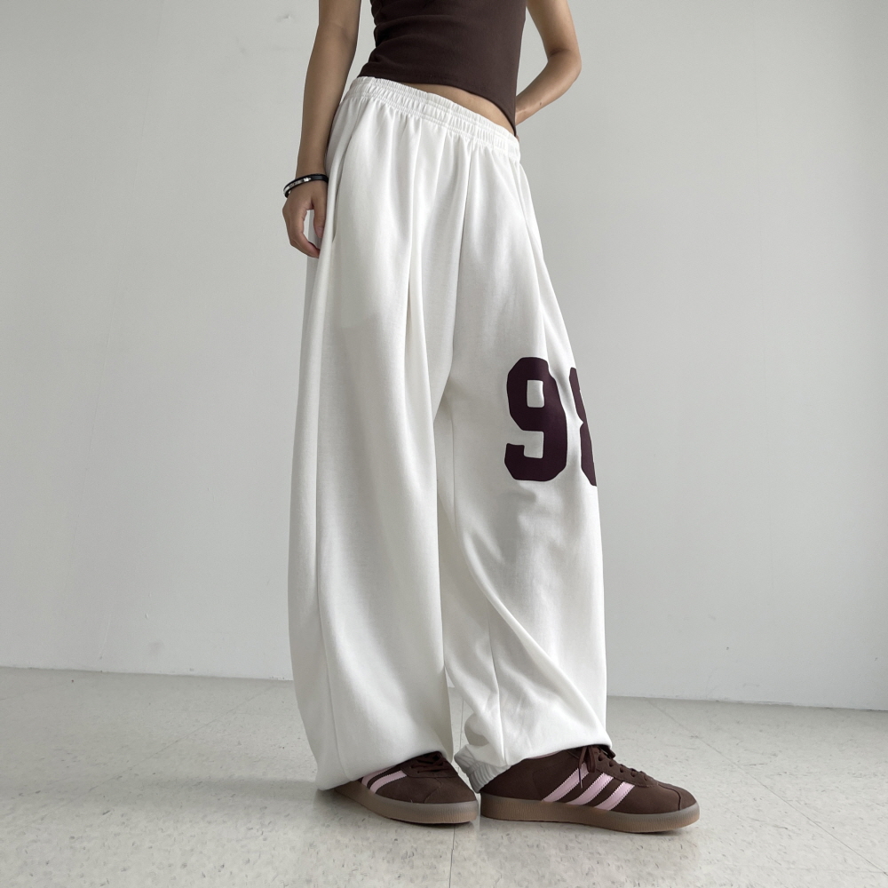 여성조거팬츠 밴딩 핀턱 와이드 봄 여름 가을 트레이닝 츄리닝 넘버플렉스 조거팬츠 - 상세 이미지 3