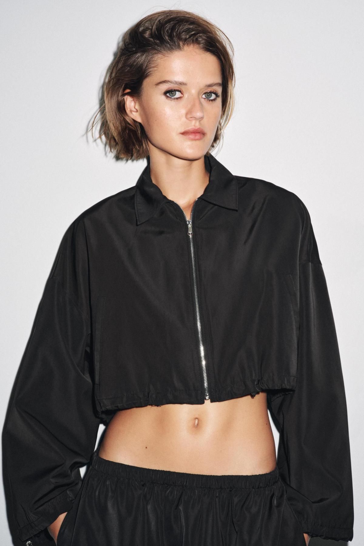 자라 테크니컬 크롭 집업 재킷 8481/065 BLACK - 상세 이미지 3