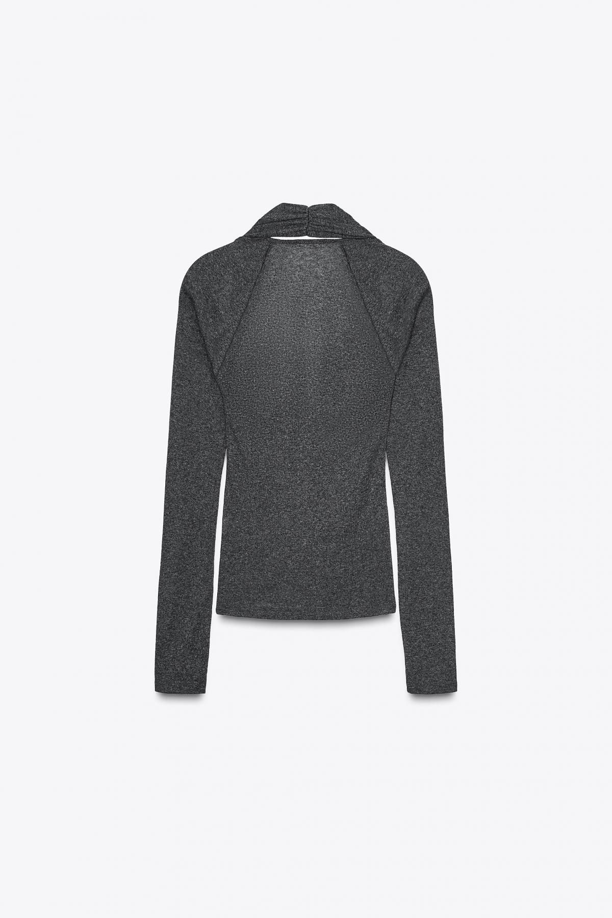 자라 볼레로 레이어드 라운드넥 긴팔 티셔츠 5644/851 DARK GREY MARL - 상세 이미지 5