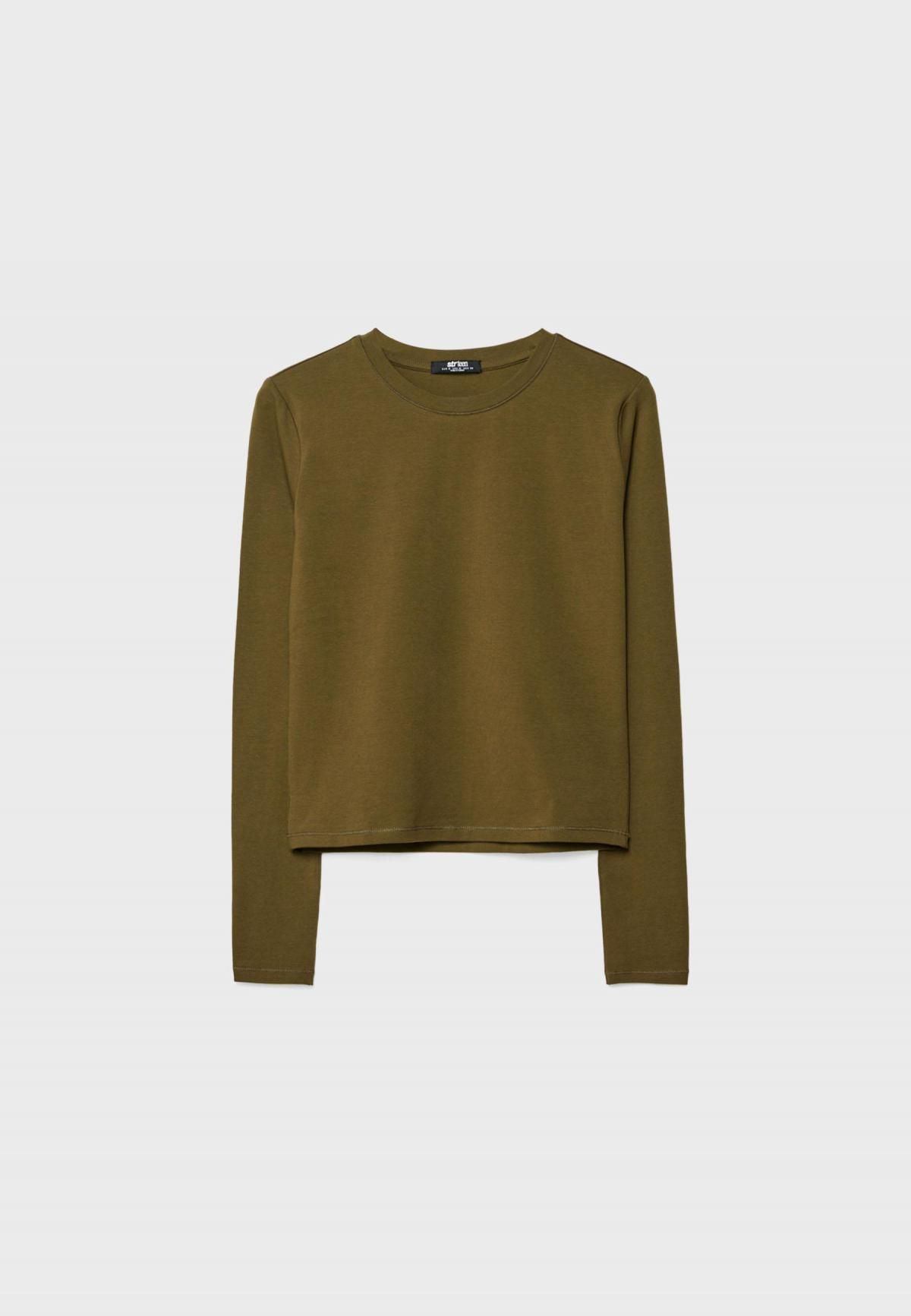 스트라디바리우스 카키 미니멀 베이직 라운드넥 긴팔 티셔츠 8078/650 OLIVE GREEN - 메인 이미지