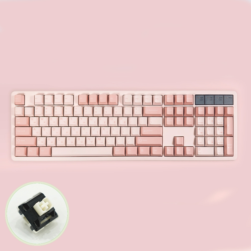 큐센 Q104 8K 풀윤활 가스켓 유무선 기계식 키보드 벚꽃, 흑당라떼축, 40g