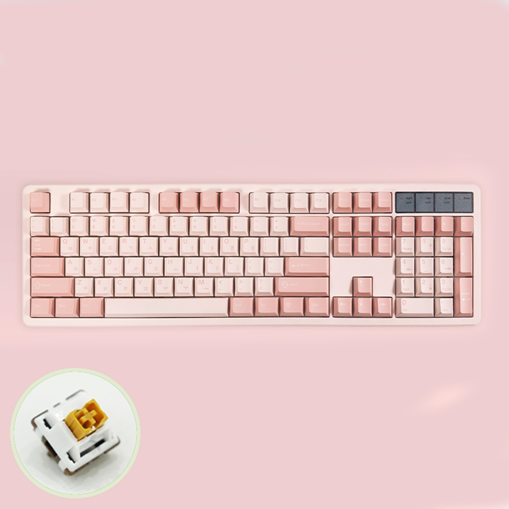 큐센 Q104 8K 풀윤활 가스켓 유무선 기계식 키보드 벚꽃, 저소음 카라멜라떼축, 50g