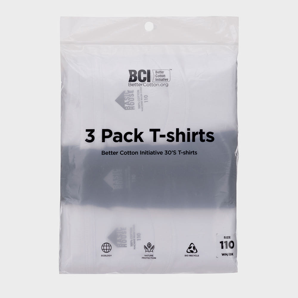 베이직하우스 BCI 면 30수 레귤러핏 라운드 반팔티 3팩