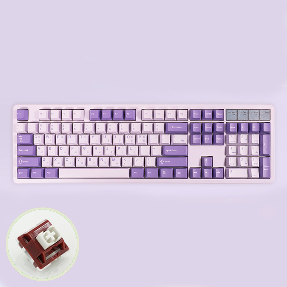 큐센 Q104 8K 풀윤활 가스켓 유무선 기계식 키보드 라벤더, 딸기라떼 텍타일축, 36g