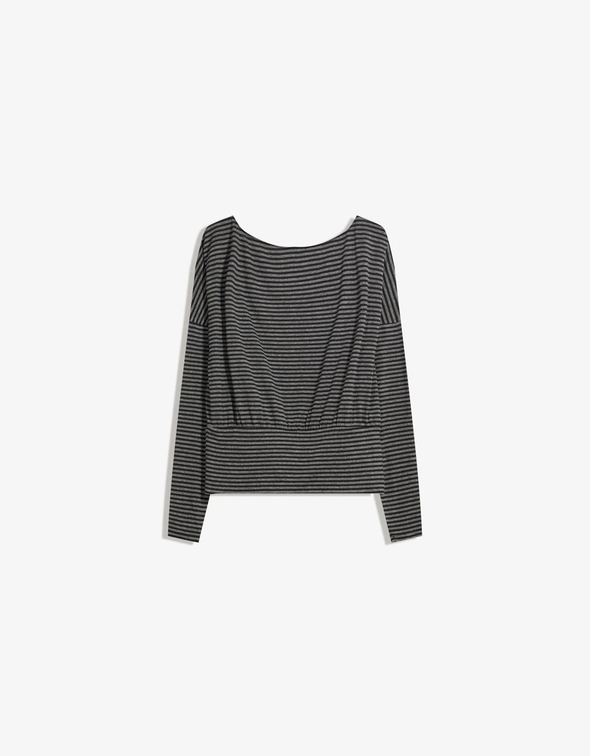 버쉬카 스트라이프 슬림핏 긴팔 티셔츠 7634/187 DARK GREY - 상세 이미지 2