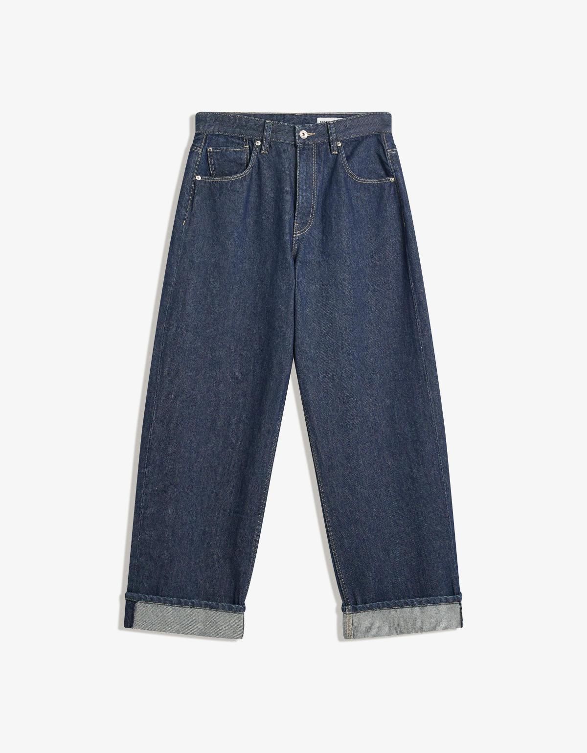 버쉬카 롤업 데님 배기핏 청바지 5020/089 NAVY - 상세 이미지 2