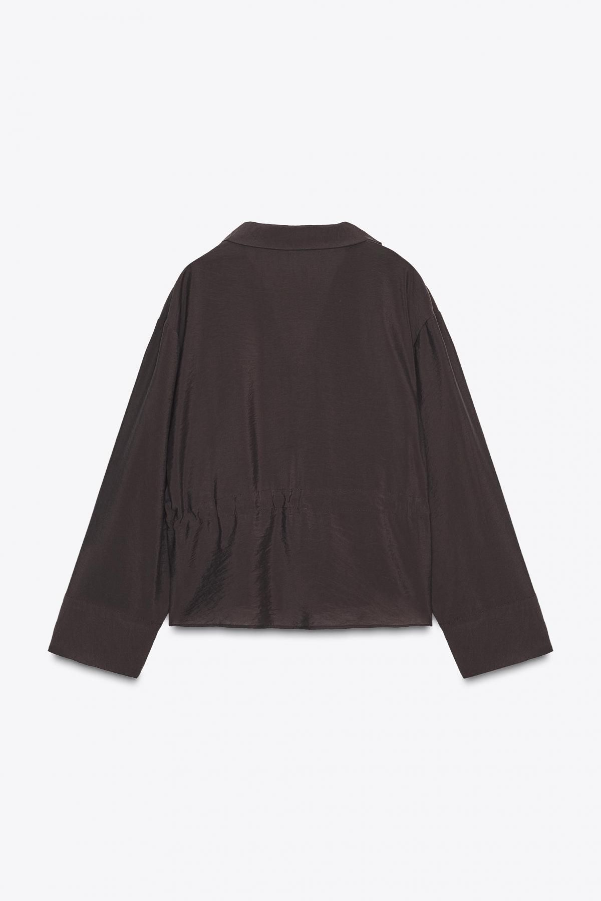 자라 트렌디 브이넥 스트링 긴팔 셔츠 8751/526 BROWN - 상세 이미지 2