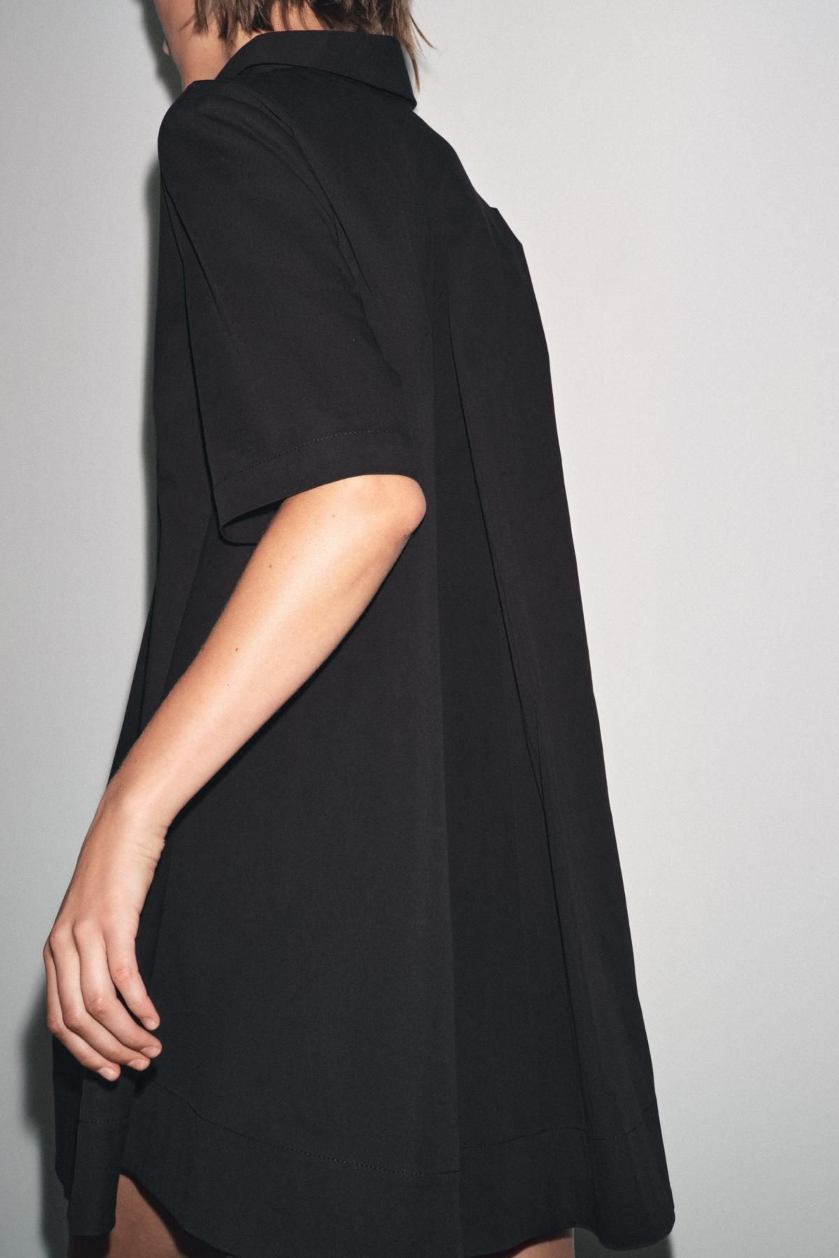 자라 미니멀 코튼 포플린 A라인 미니원피스 9479/078 BLACK - 상세 이미지 4