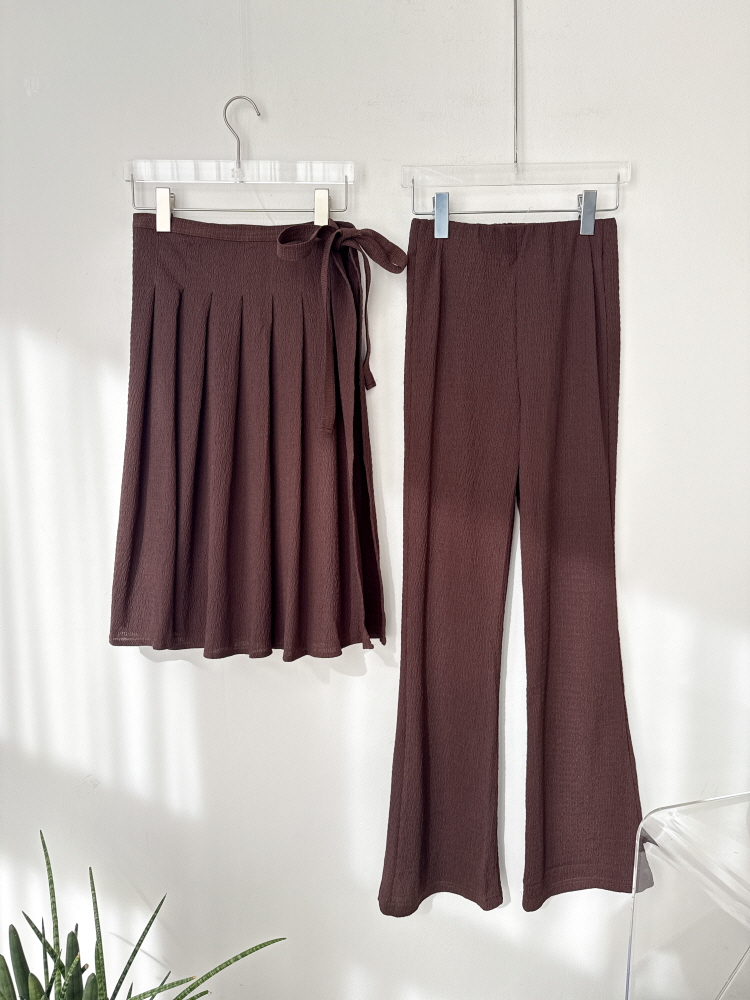 플리츠 랩 스커트 부츠컷 치마바지 세트