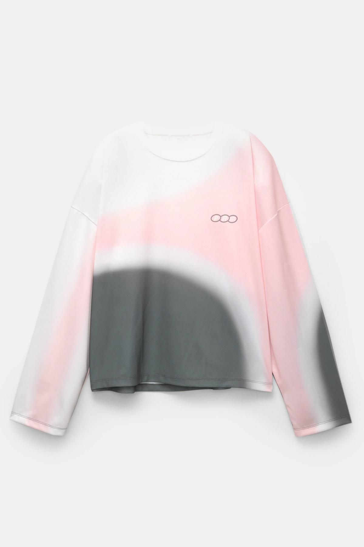 풀앤베어 그라데이션 그래픽 메쉬 라운드넥 긴팔 티셔츠 7151/355 PINK - 상품 이미지