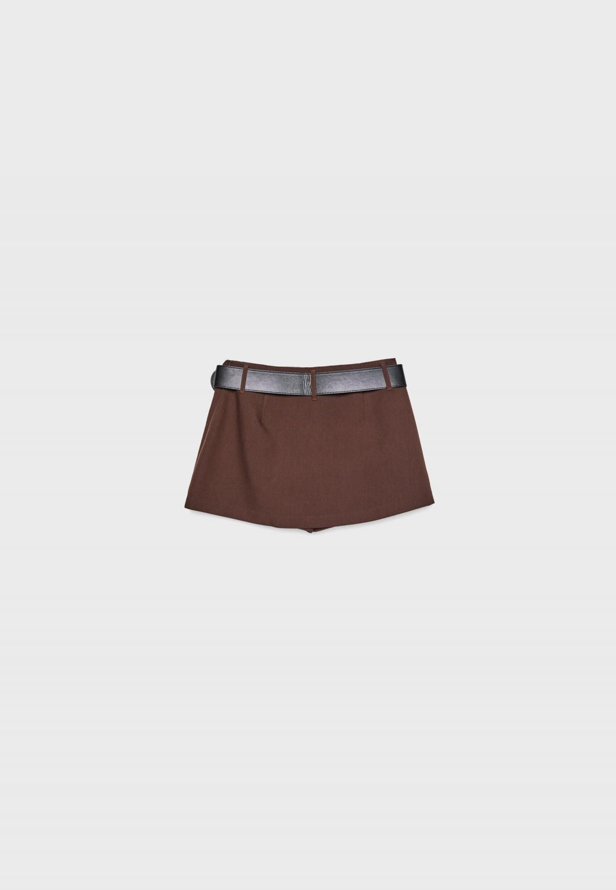 스트라디바리우스 브라운 미드웨이스트 벨트 스커트 팬츠 4777/779 BROWN - 상세 이미지 3