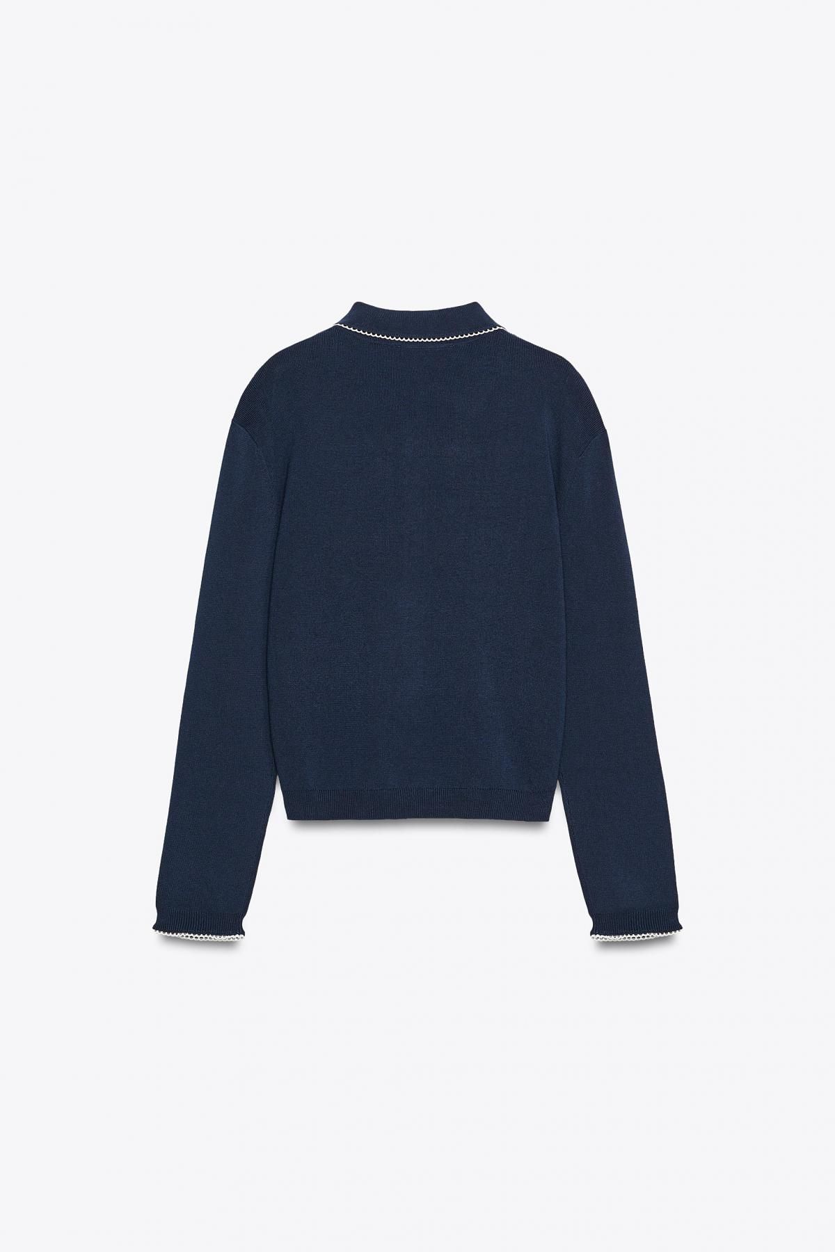 자라 네이비 피터팬카라 니트 가디건 2142/240 NAVY BLUE 이미지 7