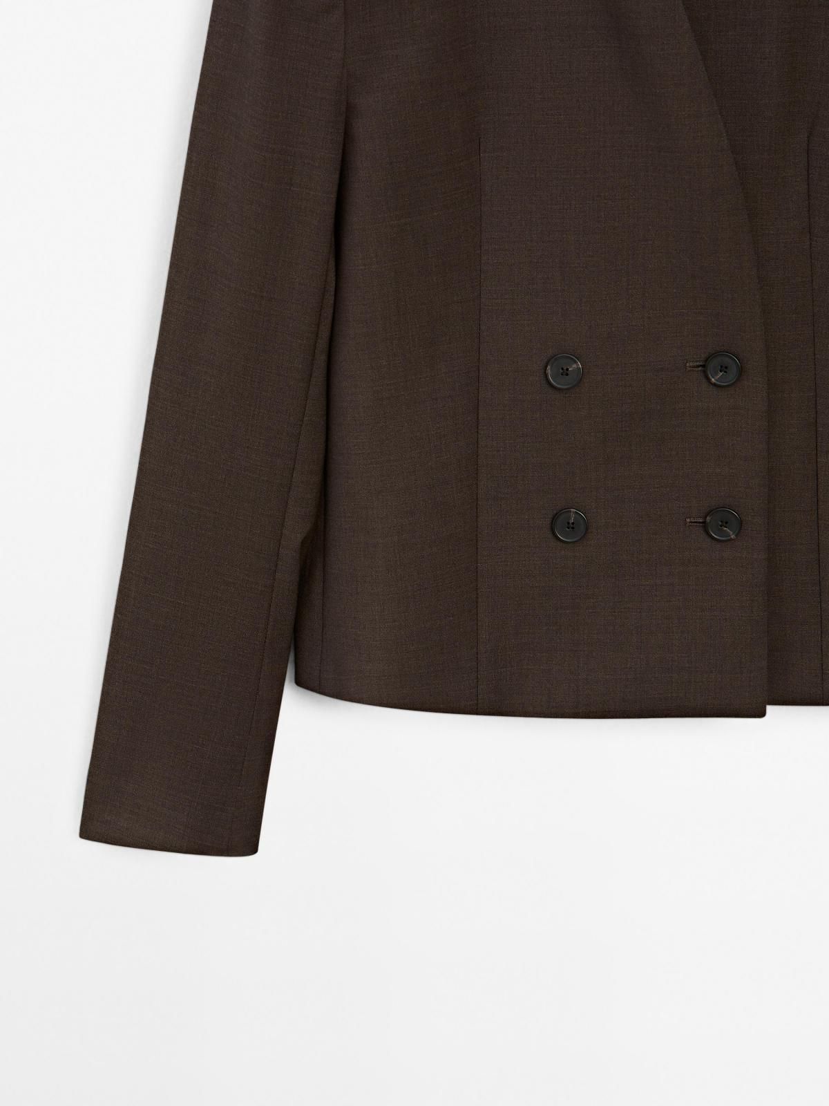 마시모두띠 크롭 더블브레스트 테크니컬 울 블레이저 9503/951 MOLE BROWN - 상세 이미지 4