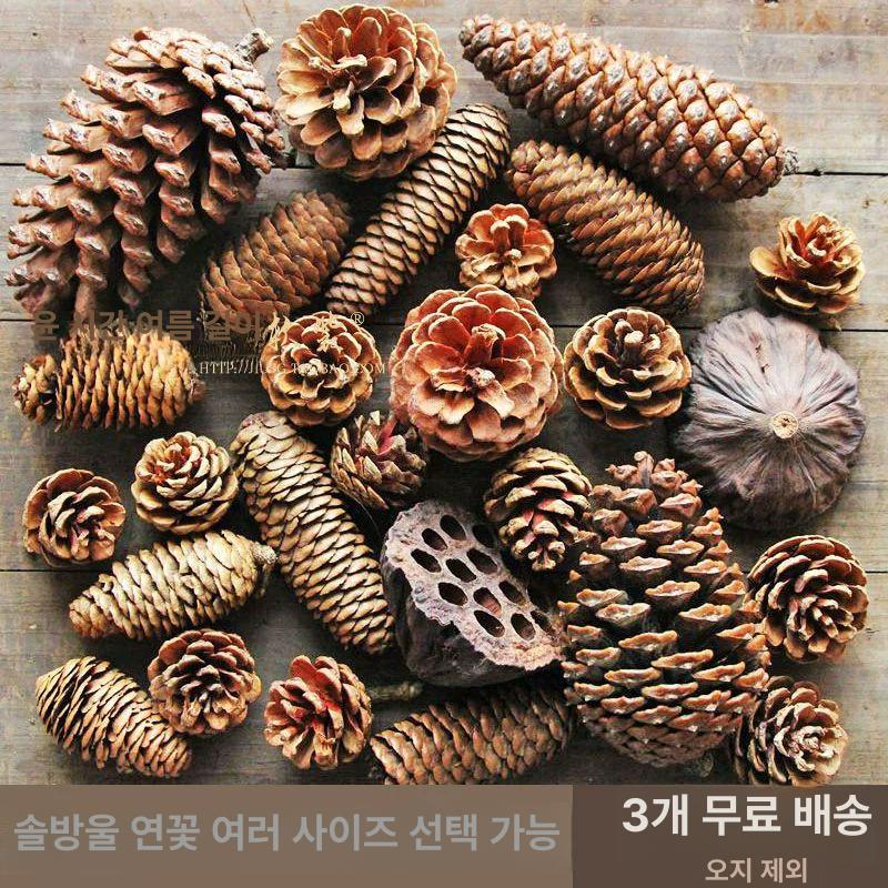 소나무 솔방울 장식 소품 인형꽃다발 소나무가지 꽃장식 조화장식 혼합세트 11개 - 상세 이미지 2