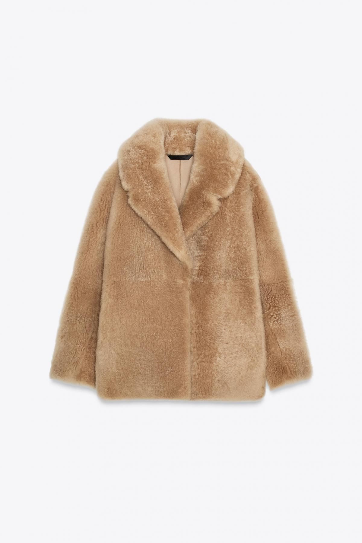 자라 프리미엄 내추럴 시어링 코트 2297/041 BEIGE - 상품 이미지