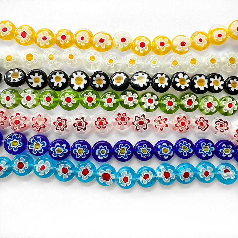 (20p) 10mm 베네치아 납작 라운드 비즈 꽃유리 비즈 구슬 원석 반지 팔찌 만들기 악세사리 부자재 이미지 8
