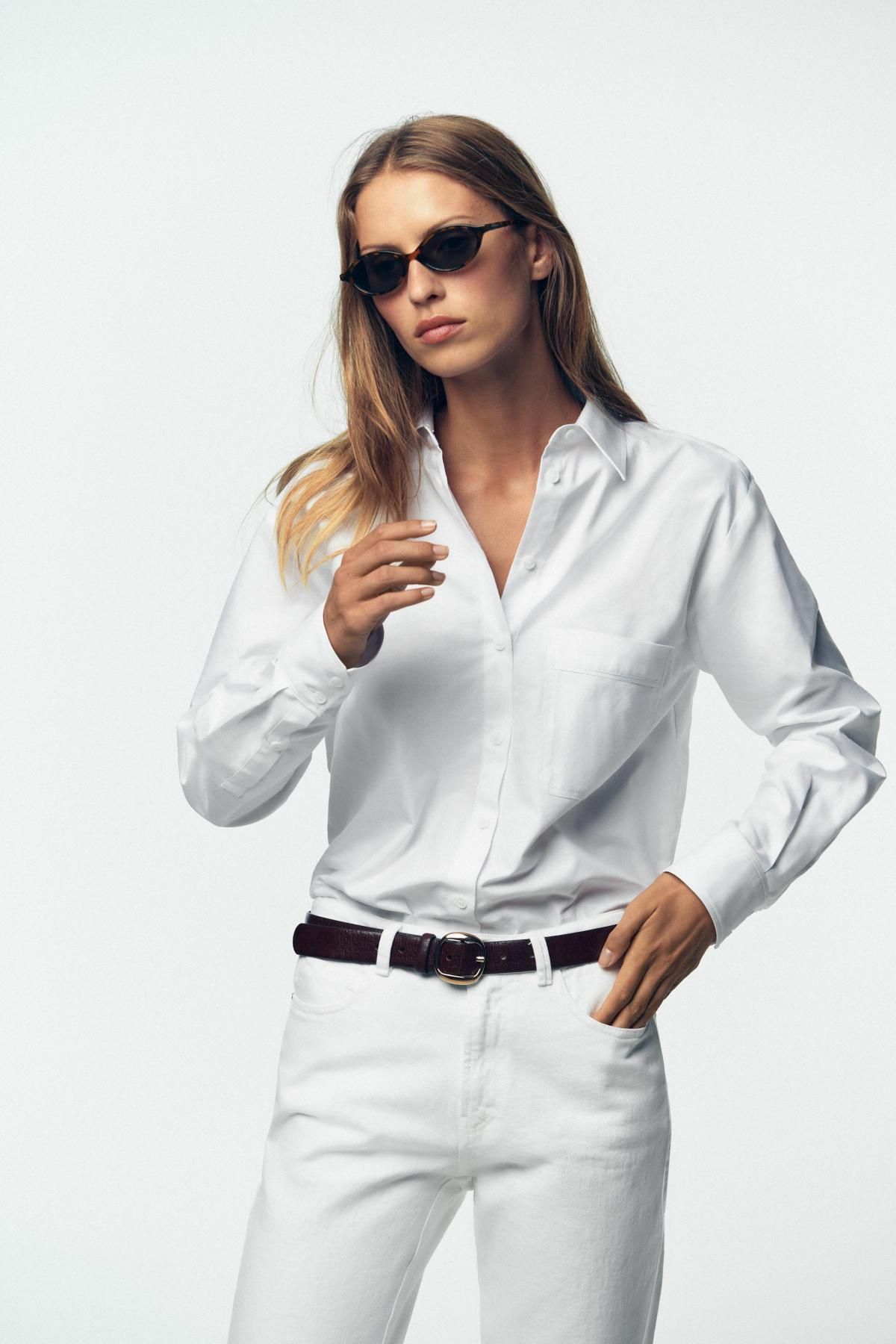 자라 베이직 옥스포드 포켓 화이트 긴팔 셔츠 8902/310 WHITE - 상세 이미지 3