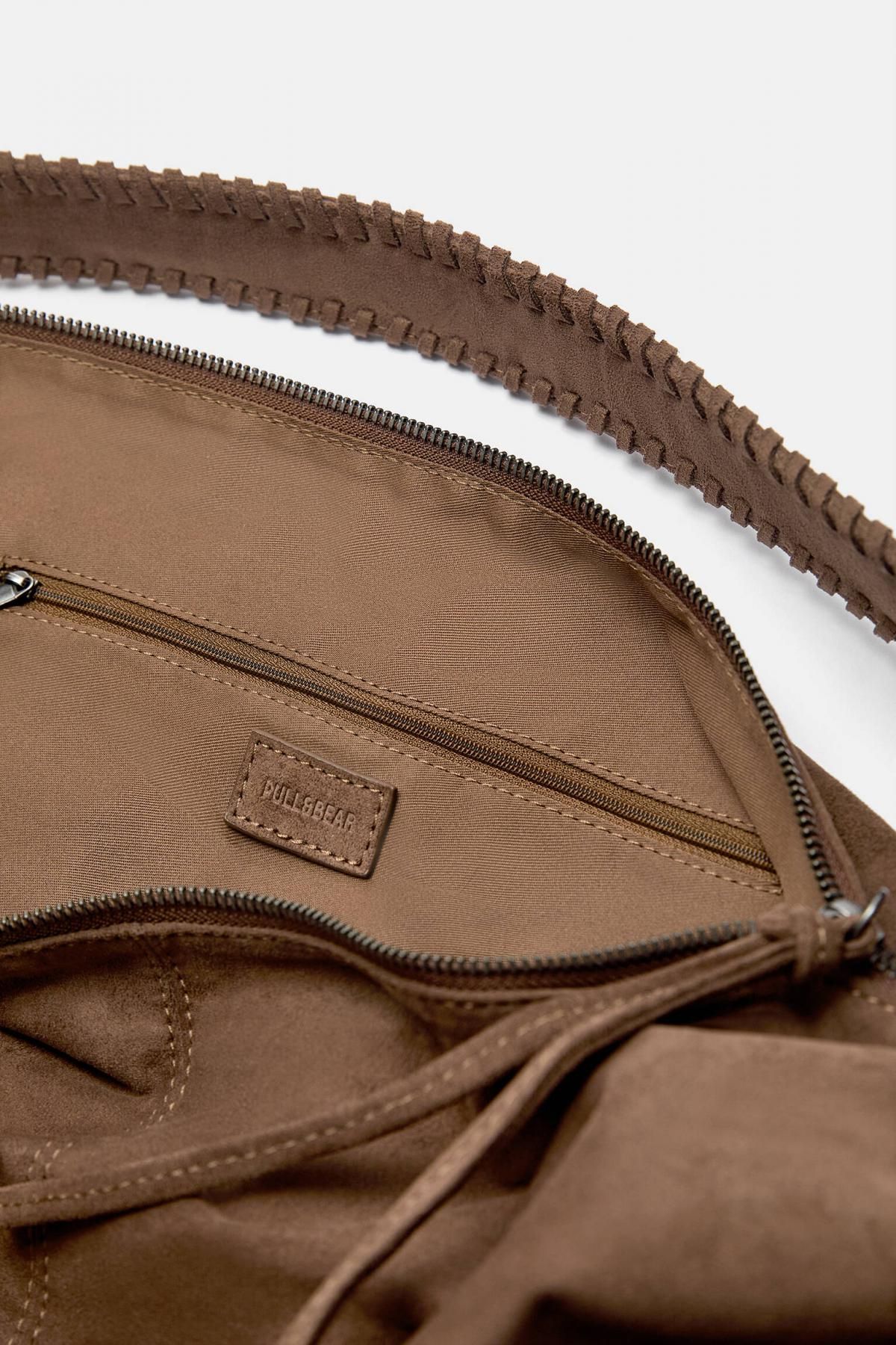 풀앤베어 페이크 스웨이드 브라운 브레이드 맥시 토트백 4226/640 LEATHER - 상세 이미지 4