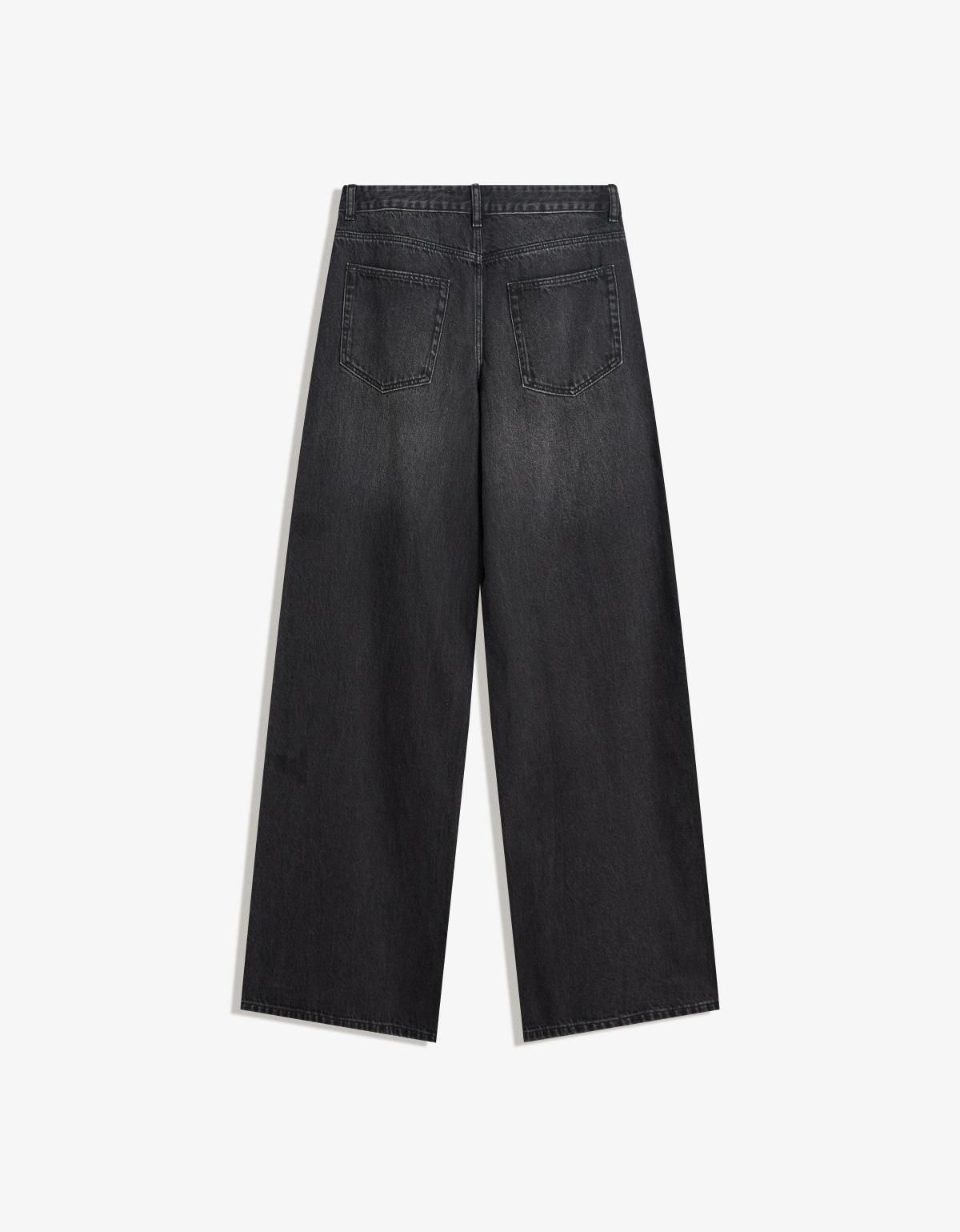 버쉬카 로우웨이스트 블랙 와이드 데님 팬츠 0019/180 BLACK - 상세 이미지 4