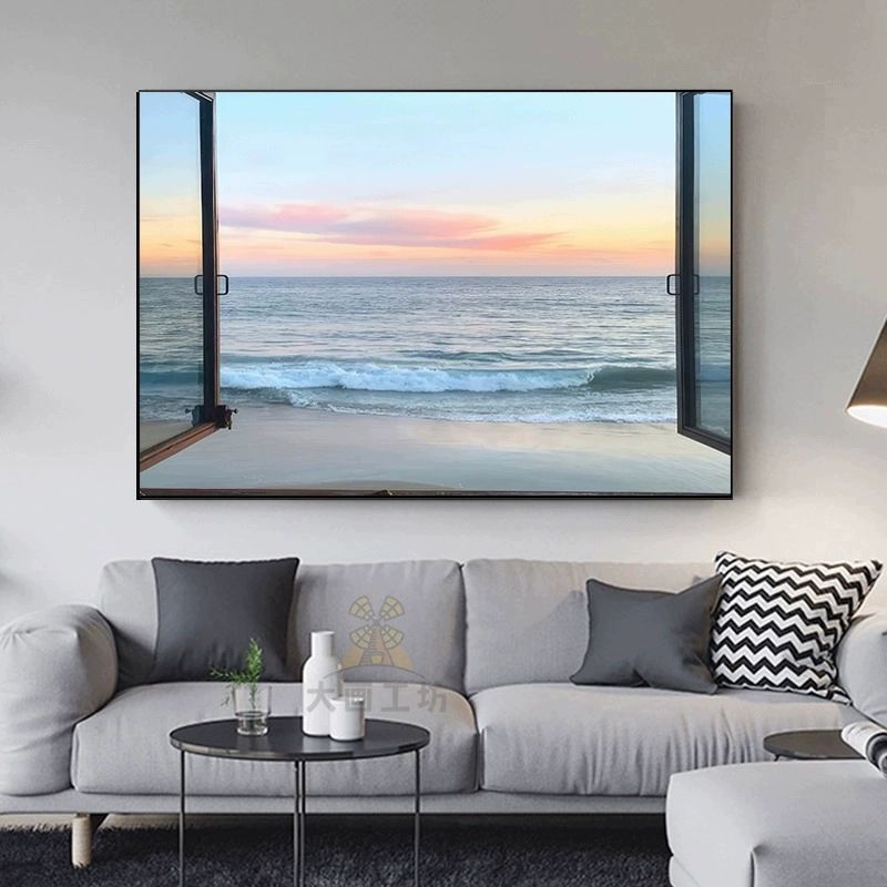 바다 풍경 그림 꾸밈 사진 대형 카페 패브릭 창문 K188-주력 80x60cm 블랙PS프레임+유화캔버스 - 상세 이미지 5