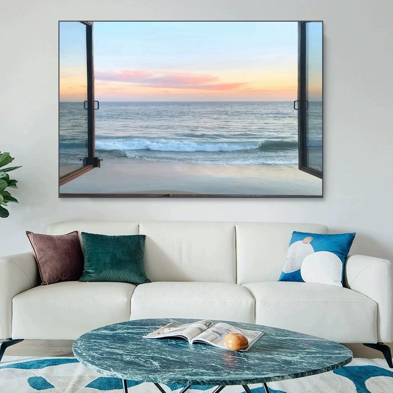바다 풍경 그림 꾸밈 사진 대형 카페 패브릭 창문 K188-주력 80x60cm 블랙PS프레임+유화캔버스 - 상세 이미지 3