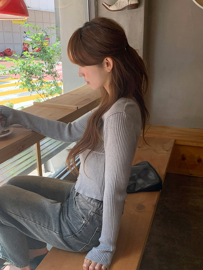 [크롭가디건브이넥] 슬림핏 골지 크롭 가디건 데일리룩 여리핏 니트 cd3443 - 상세 이미지 4