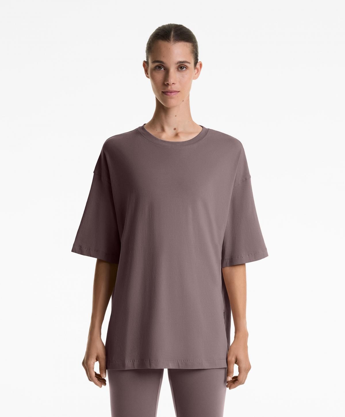 오이쇼 미니멀 소프트터치 코튼블렌드 반팔 티셔츠 0247/378 GREY-PURPLE - 상세 이미지 2