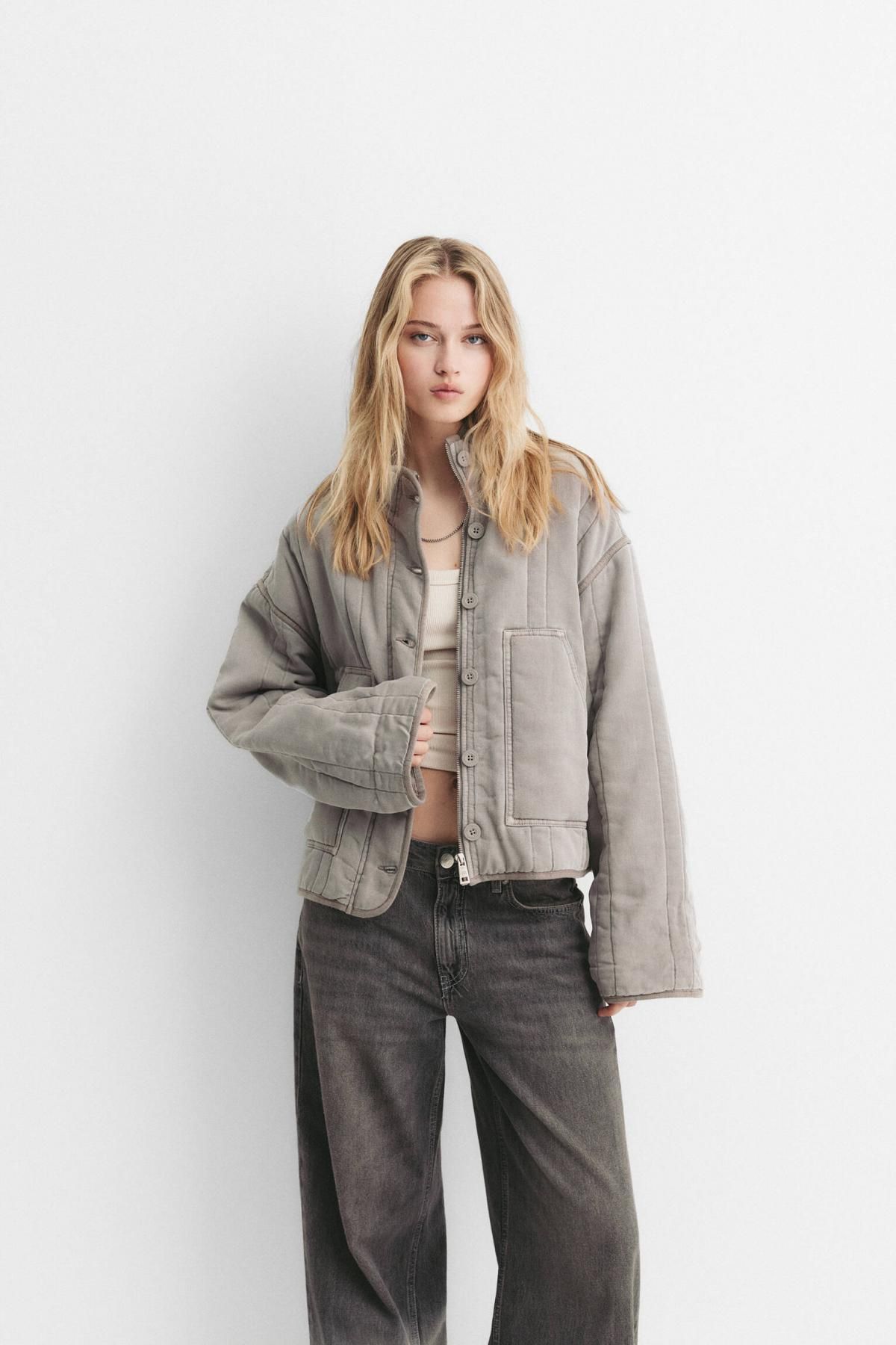 풀앤베어 오버핏 테크니컬 퀼팅 재킷 7700/320 PALE GREY - 상세 이미지 2