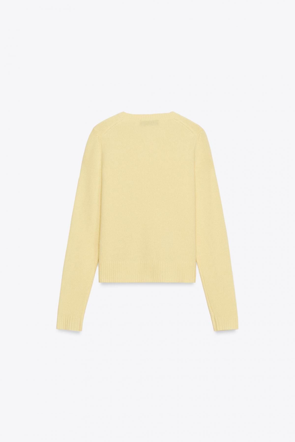 자라 프리미엄 라운드넥 100 울 스웨터 2893/107 LIGHT YELLOW - 상세 이미지 4