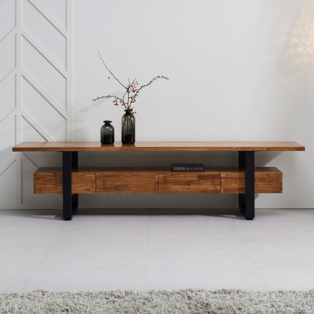 쿠쿠2서랍 2100 원목 높은 티비다이 안방 티비장 거실 TV 다이 장식장