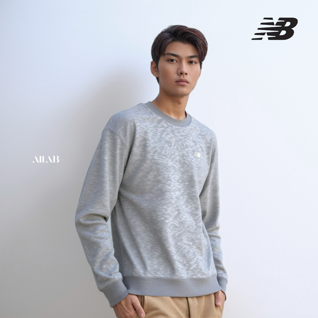 [오늘출발] 뉴발란스 맨투맨 커플 학생 남여공용 봄 가을 긴팔 라운드 티셔츠 그레이, 95(M)