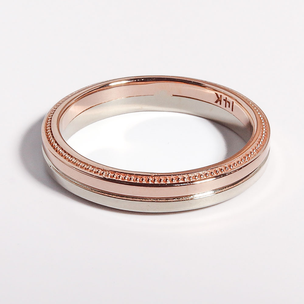 14K 18K 투톤 듀얼리스 밀그레인 커플링 반지