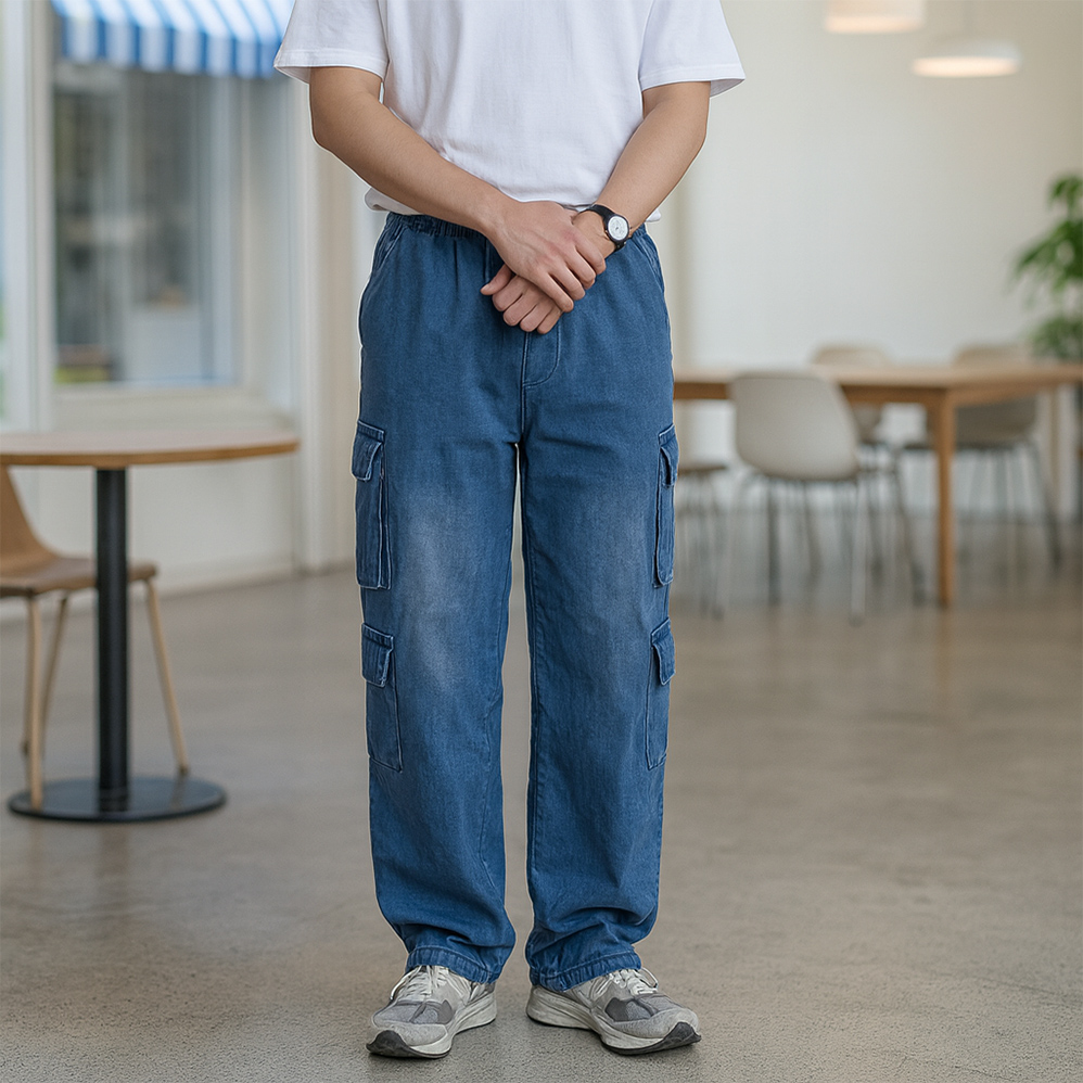 남자카고청바지 남자밴딩청바지 - 상세 이미지 2