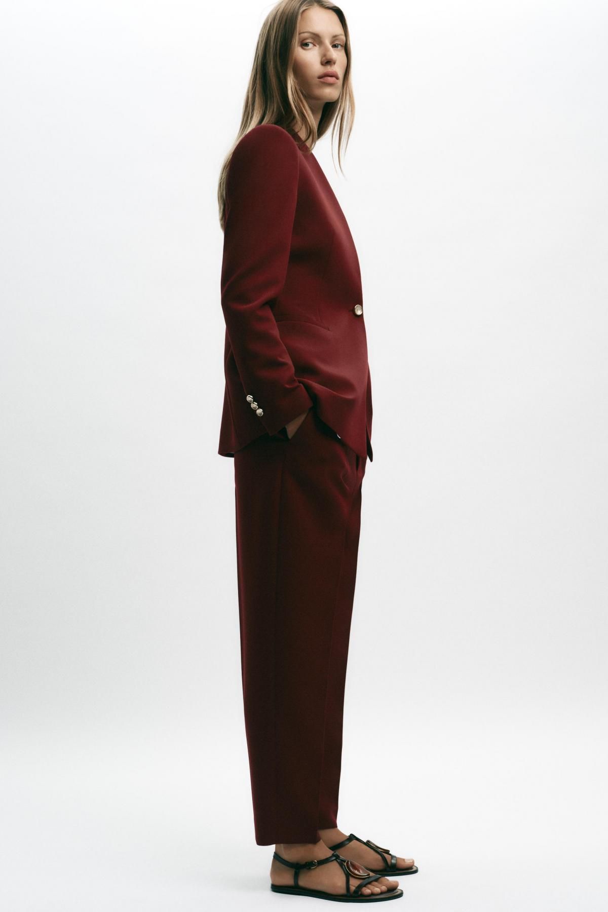 자라 버건디 테일러드 싱글버튼 블레이저 8531/597 BURGUNDY - 상세 이미지 5