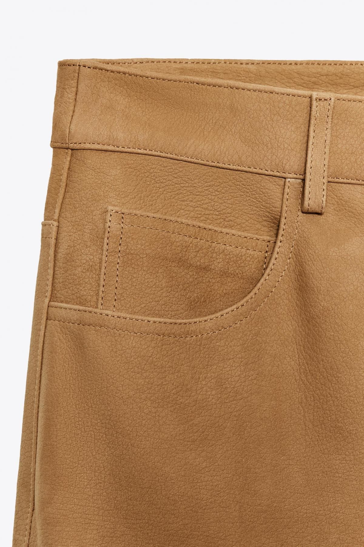 자라 레더 하이웨이스트 팬츠 5761/241 MID-CAMEL - 상세 이미지 4