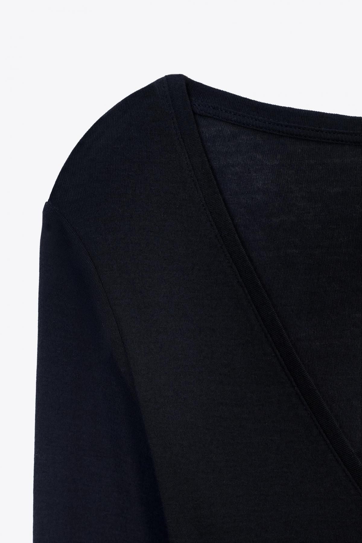 자라 베이직 브이넥 슬림핏 긴팔 티셔츠 4786/453 NAVY BLUE - 상세 이미지 5