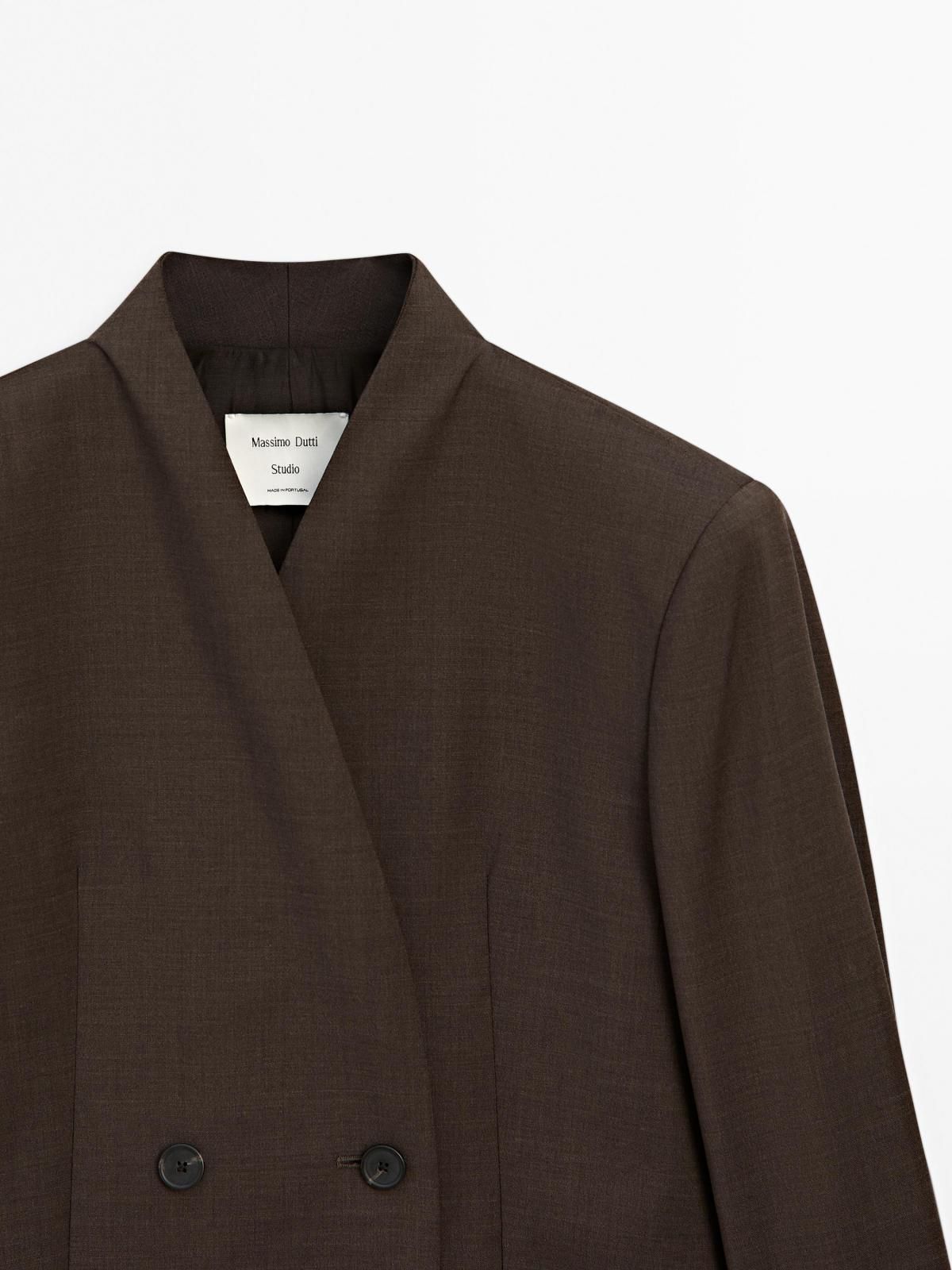 마시모두띠 크롭 더블브레스트 테크니컬 울 블레이저 9503/951 MOLE BROWN - 상세 이미지 3