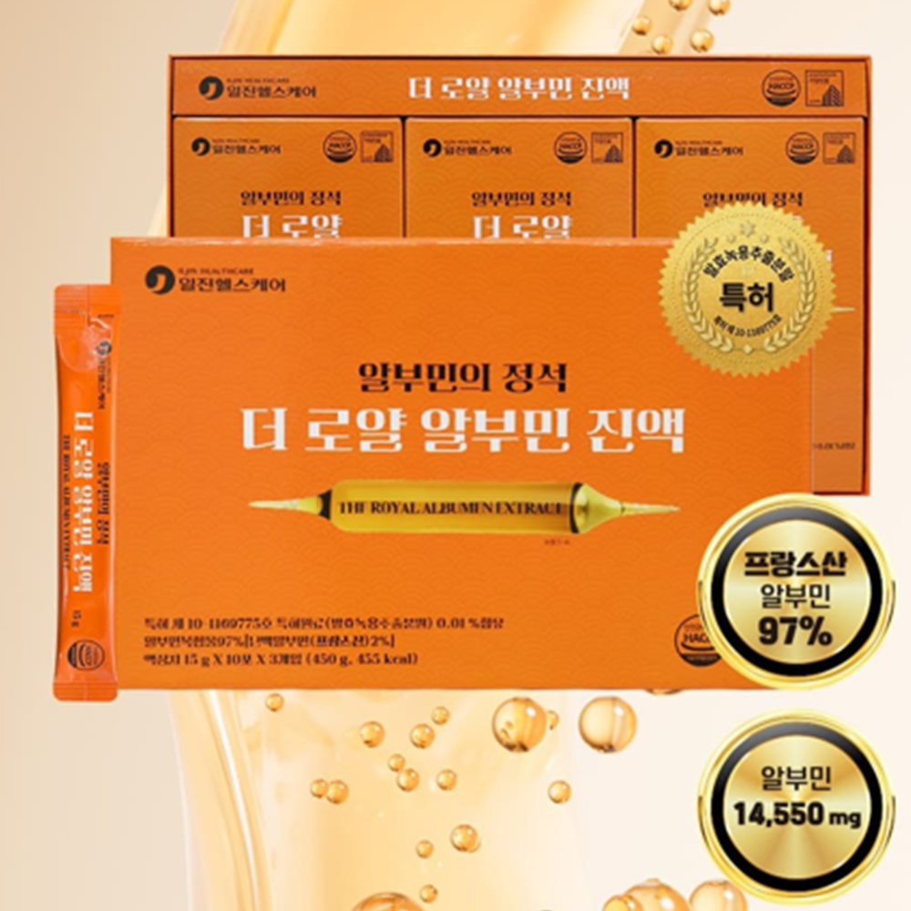 일진헬스케어 프리미엄 액상 알부민 진액 스틱 15g 30포 3박스 발효 녹용 실크펩타이드 이미지 6
