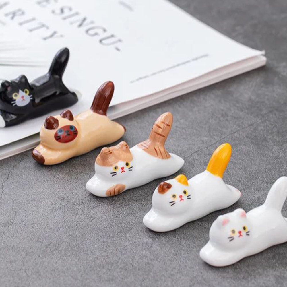디에르니 귀여운 고양이 도자기 수저받침 숟가락 젓가락 받침대 5개 세트 - 상품 이미지