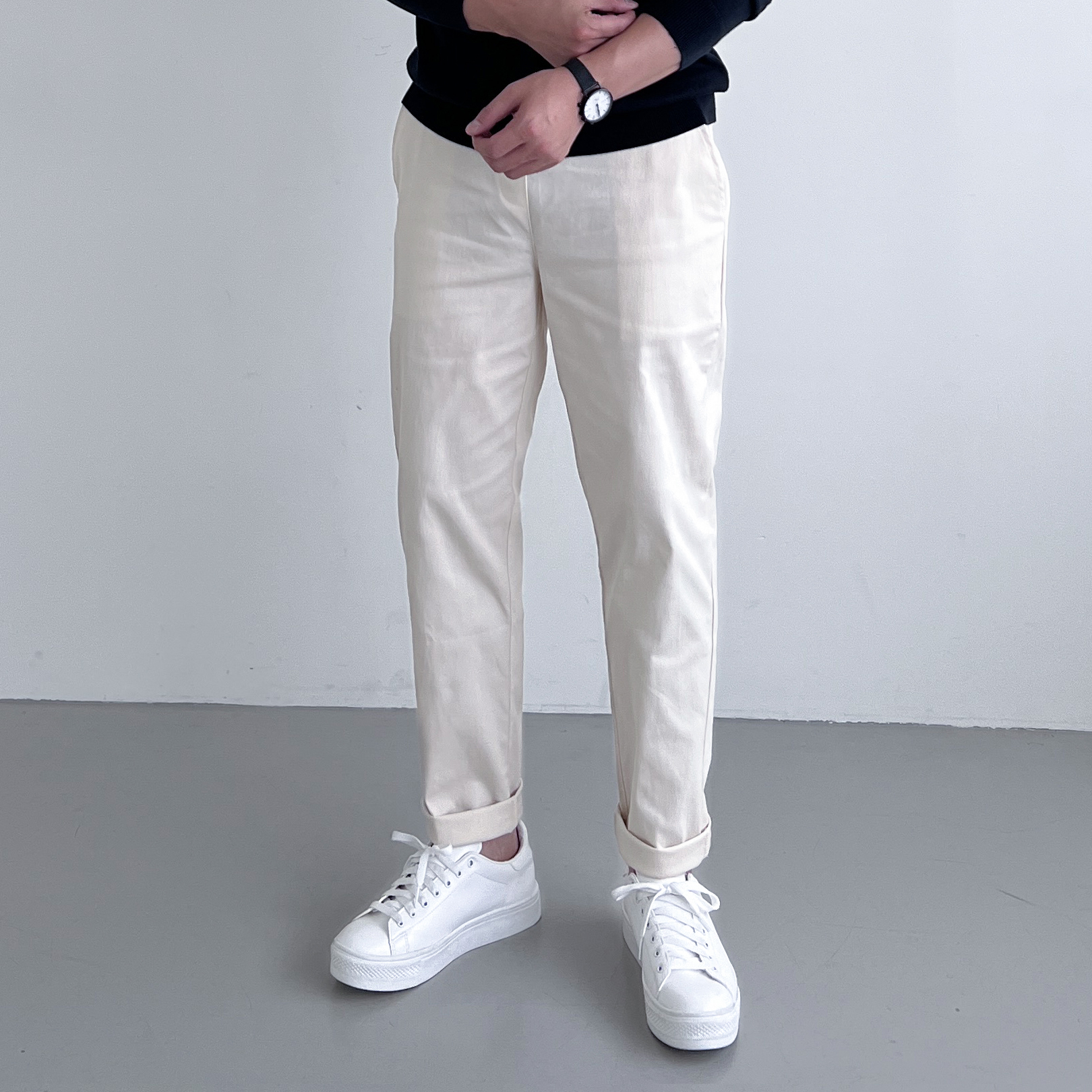 테이퍼드핏 치노팬츠 남자밴딩슬랙스 면바지 - 상세 이미지 3